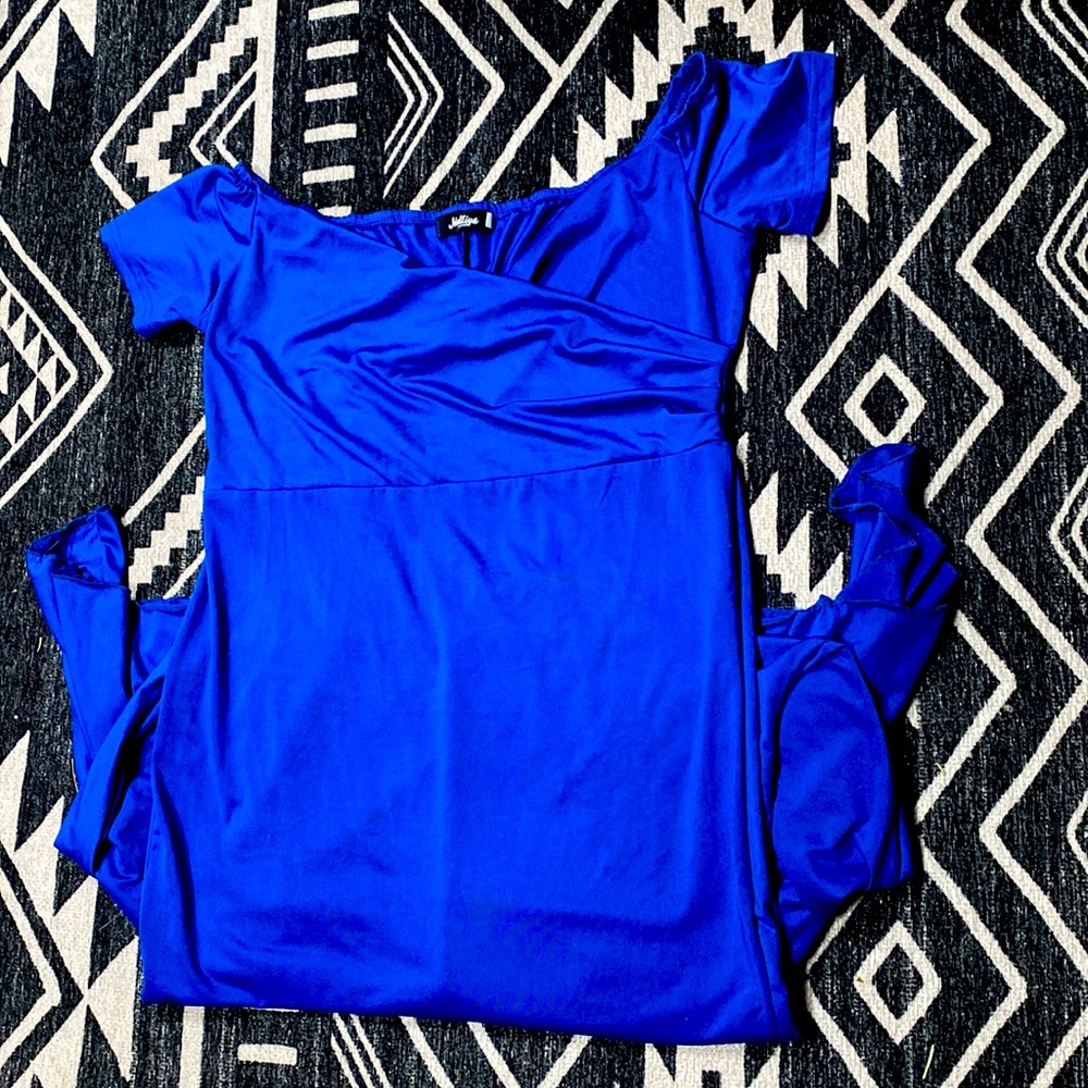 blue maxi maternity dress